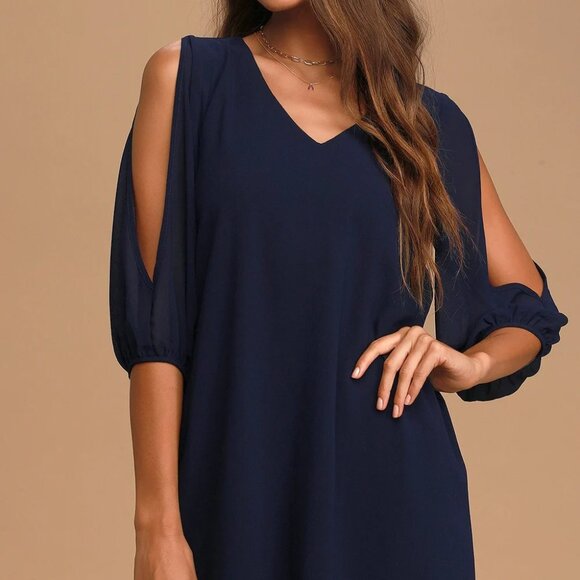 Lulu's Navy Blue Shift Dress (Size XS) - Picture 2 of 4